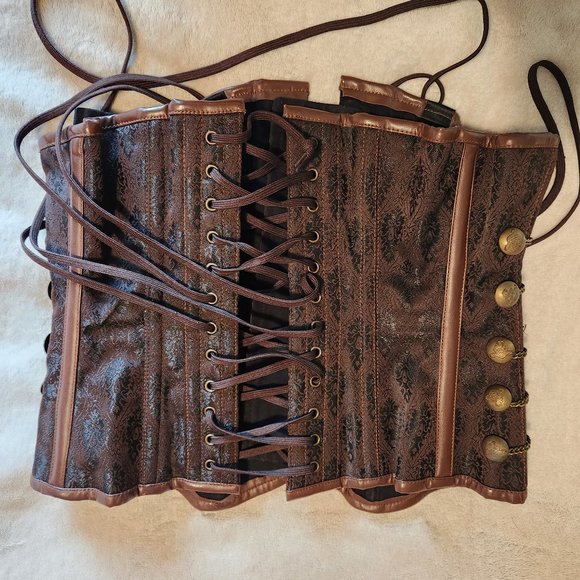 Brown and Brass Steampunk Overbust Corset - Picture 8 of 8